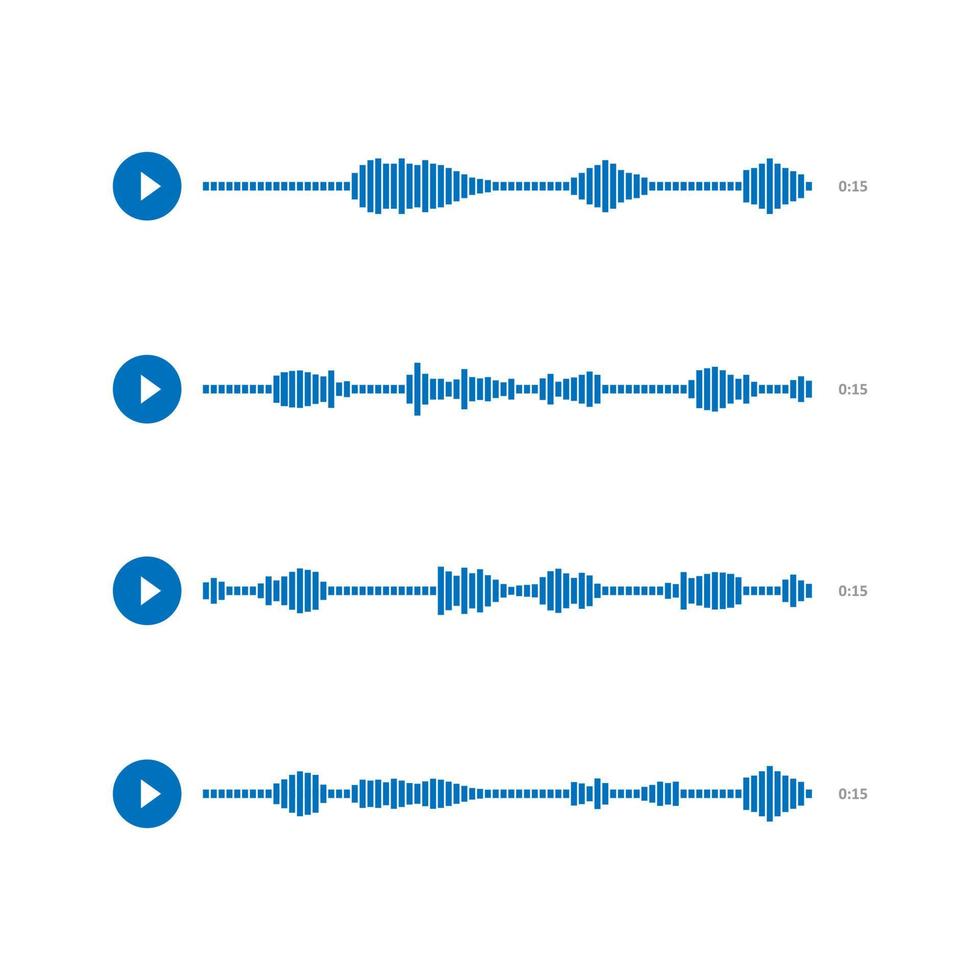 Set sound or audio wave icon. Voice and audio message templates. Vector