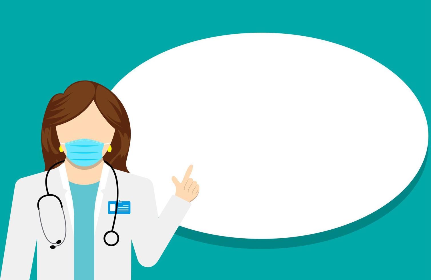 Doctor pointing at empty medical clipboard. Doctor with clipboard giving medical presentation vector