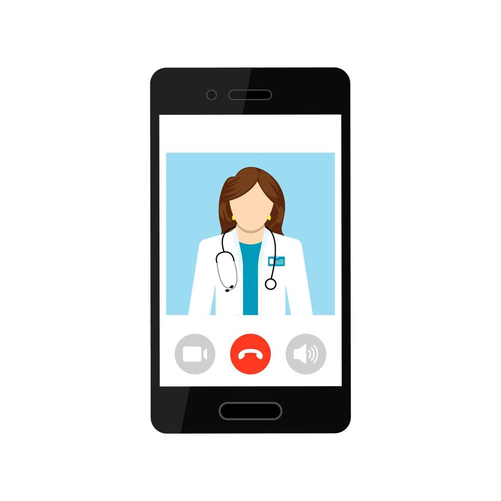 Virtual doctor on your phone. Call the doctor to get online diagnosis and prescription. Online consultation vector