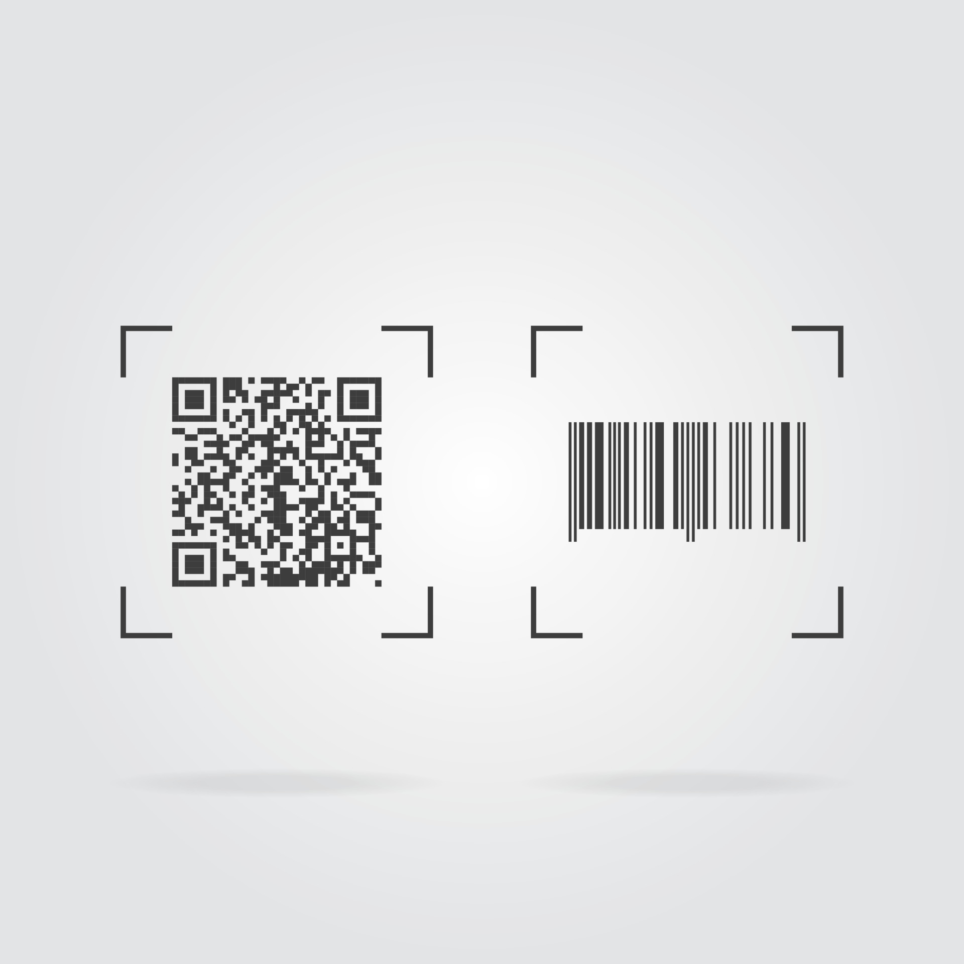 Scan Qr And Barcode Icon On Grey Background With Shadow Sample Qr Code And Barcode With Frame Vector 5594261 Vector Art At Vecteezy