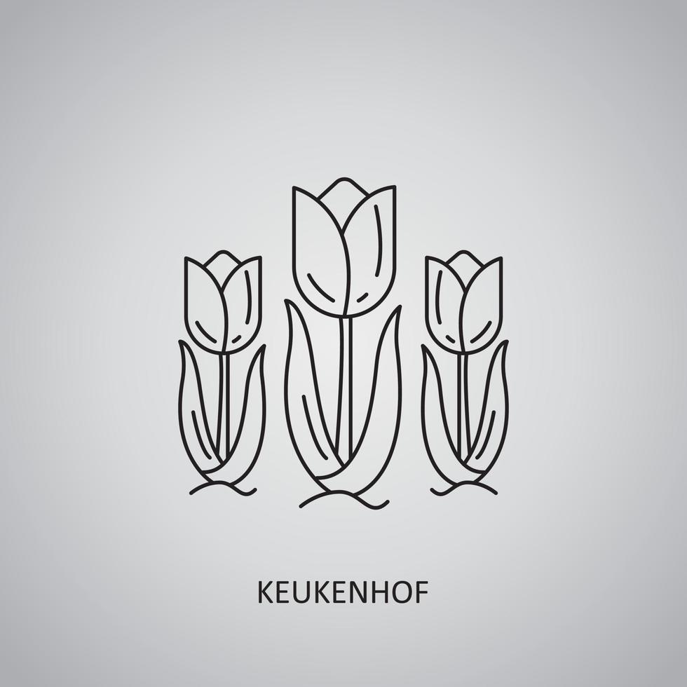 Keukenhof icon on grey background. Netherlands, Lisse. Line icon vector