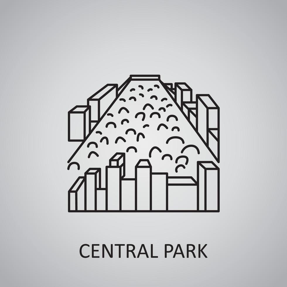 icono del parque central sobre fondo gris. estados unidos, nueva york. icono de línea vector