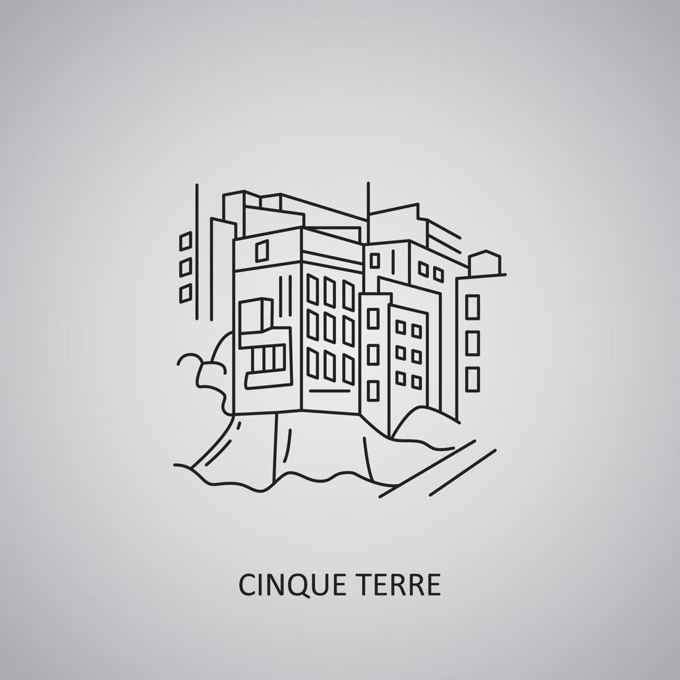 Cinque Terre icon on grey background. Italy, Riomaggiore. Line icon vector