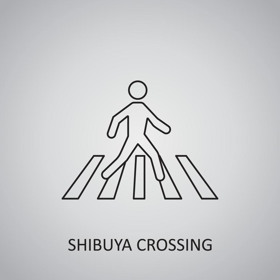 Shibuya crossing in Japan, Tokyo. Pedestrian icon vector