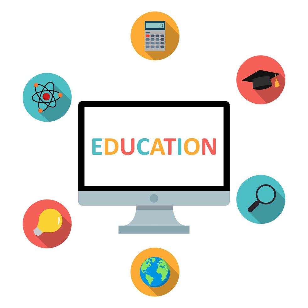 Online education. Gains knowledge for success. Home schooling. vector
