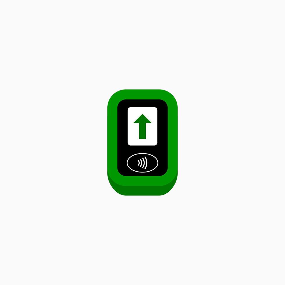 Terminal for passenger transport card. Turnstile device in the lobby of an office building. Public payment system icon. Vector
