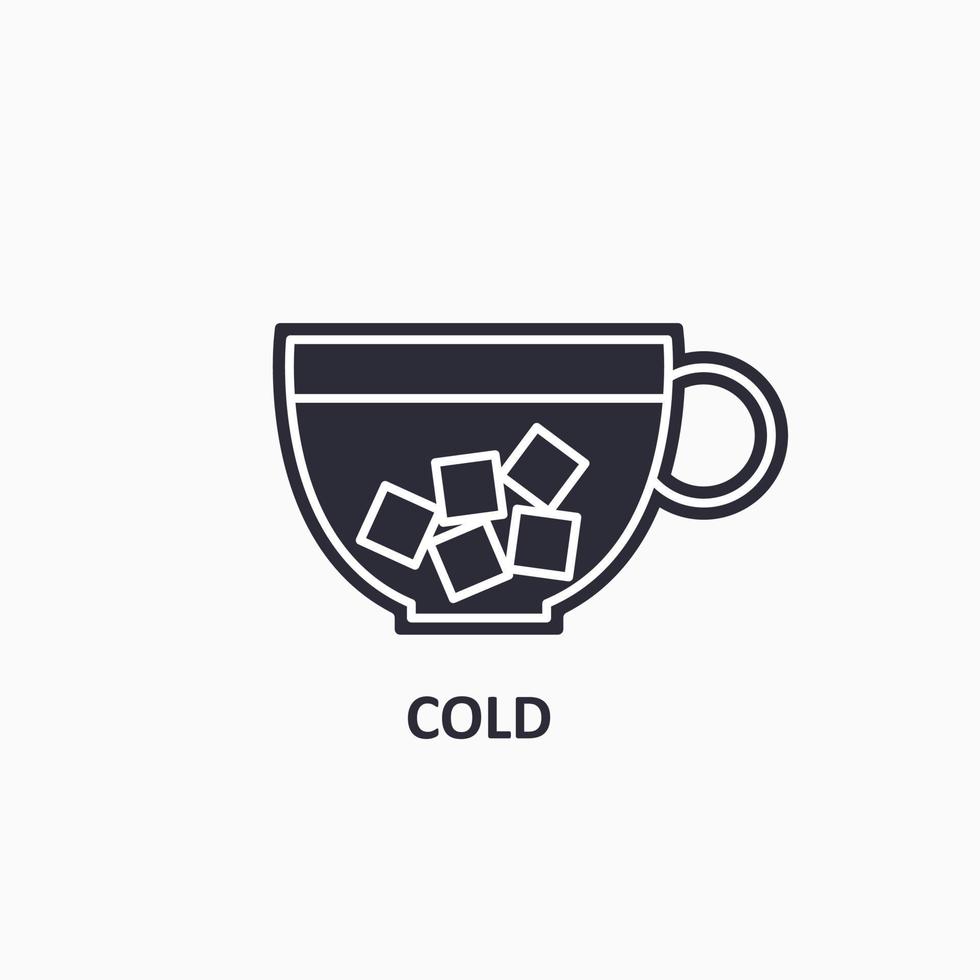 icono de taza fría. bebida helada. hielo en taza icono plano. vector