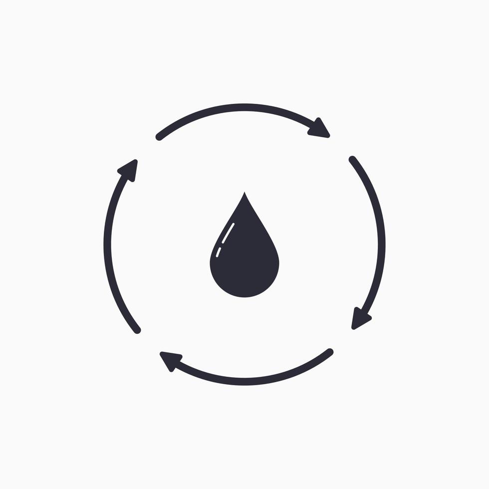 Water balance concept. Drop icon with arrow. Water level. Circulating water. Vector