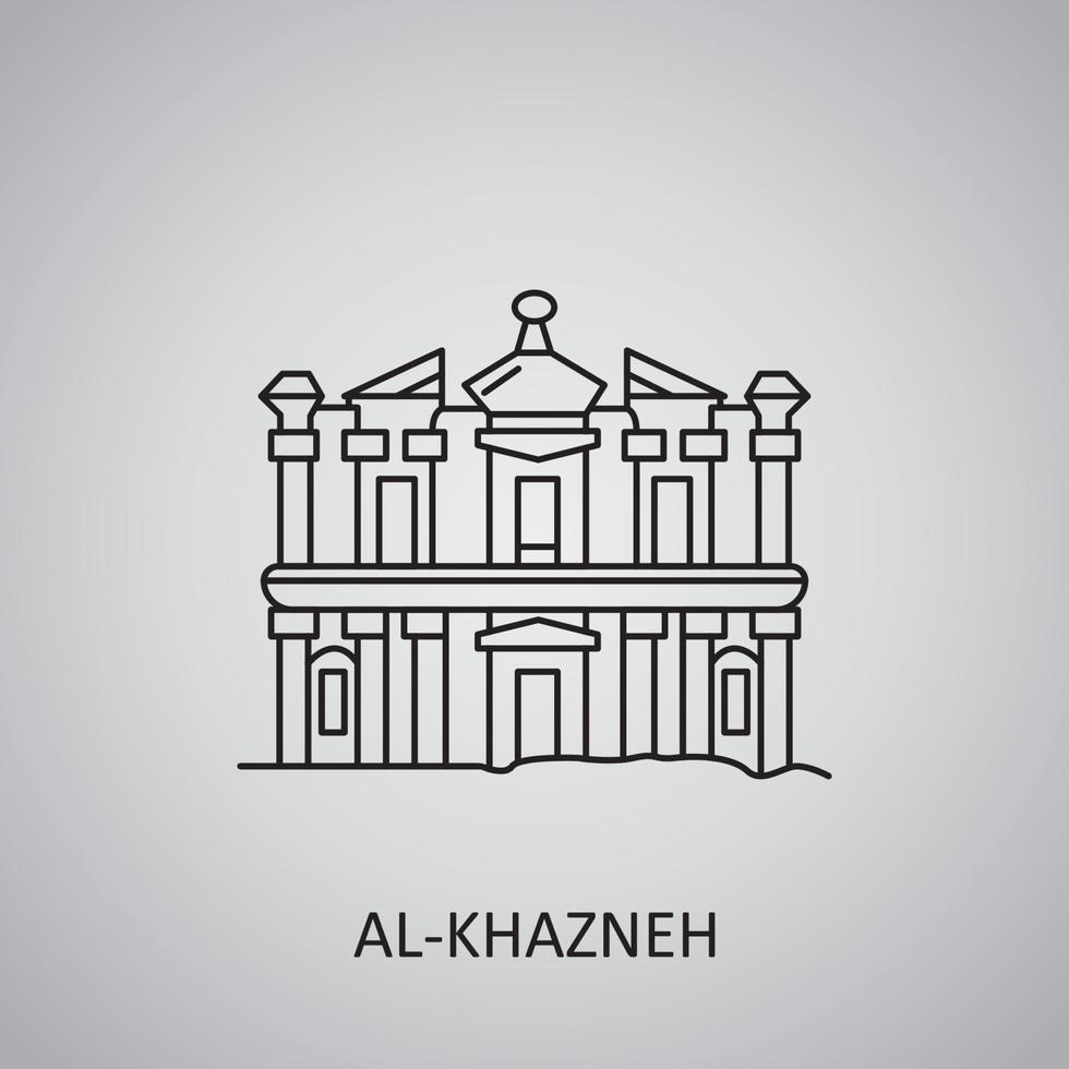 Al-Khazneh in Jordan, Petra icon. Ruins is desert vector