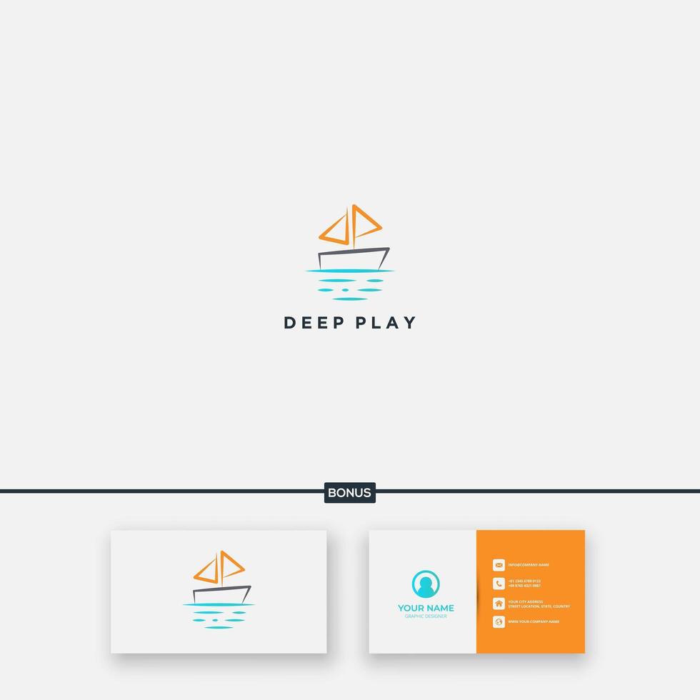 simple outline yacht logo minimalist and sea modern vector