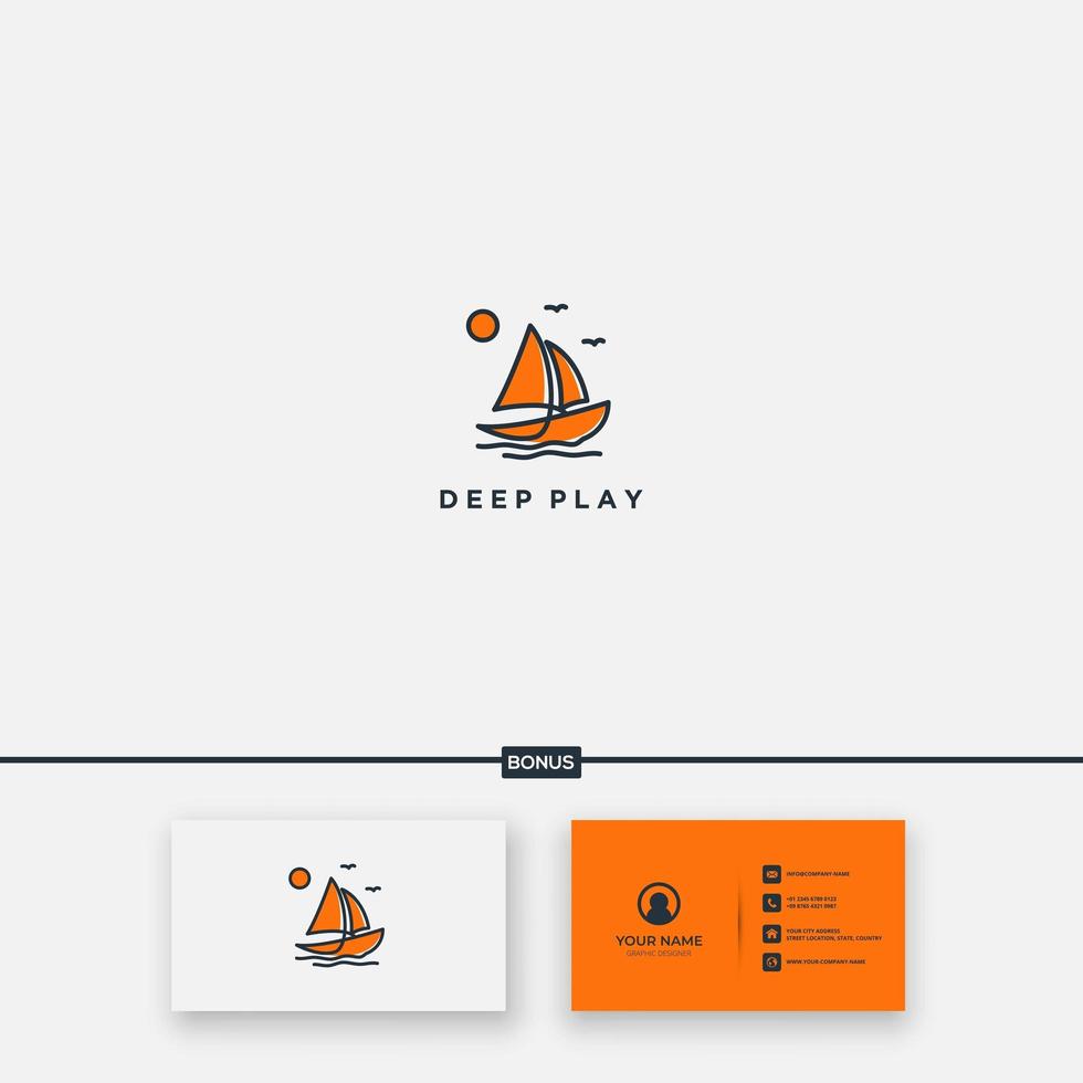 orange ship logo minimalist and modern vector