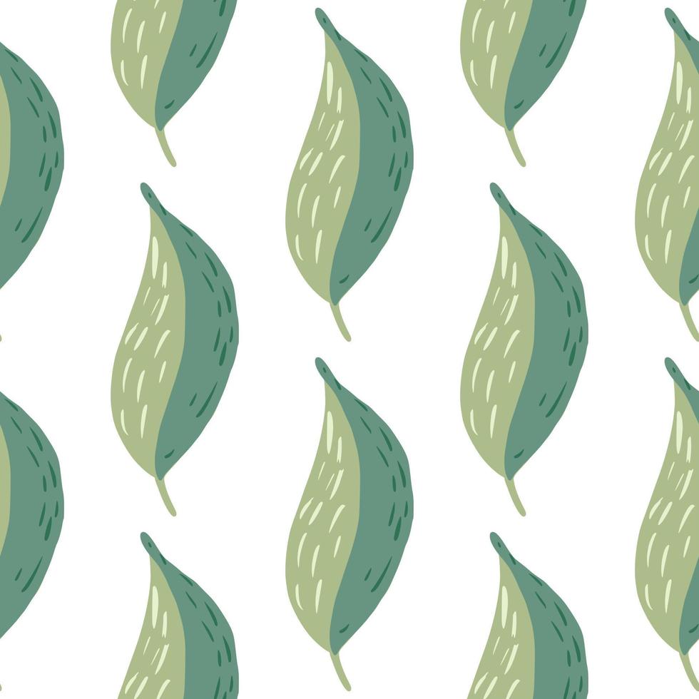 patrón botánico aislado con siluetas de hojas abstractas verdes. Fondo blanco. telón de fondo simple de la naturaleza. vector