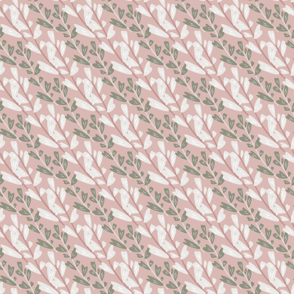 Seamless pattern with branch leaves. Geometric botanical leaf wallpaper. vector