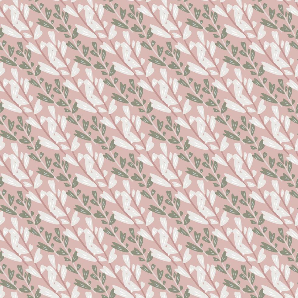 Seamless pattern with branch leaves. Geometric botanical leaf wallpaper. vector