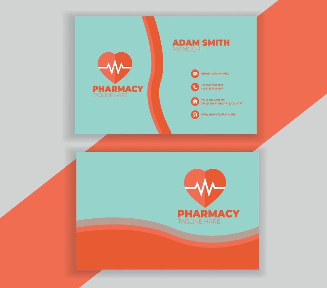 pharmacy business card design template vector