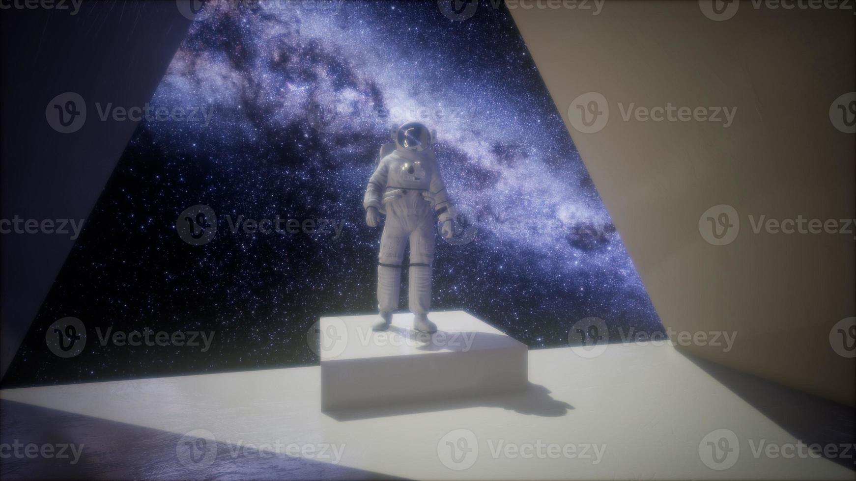 astronaut on space base in deep space photo