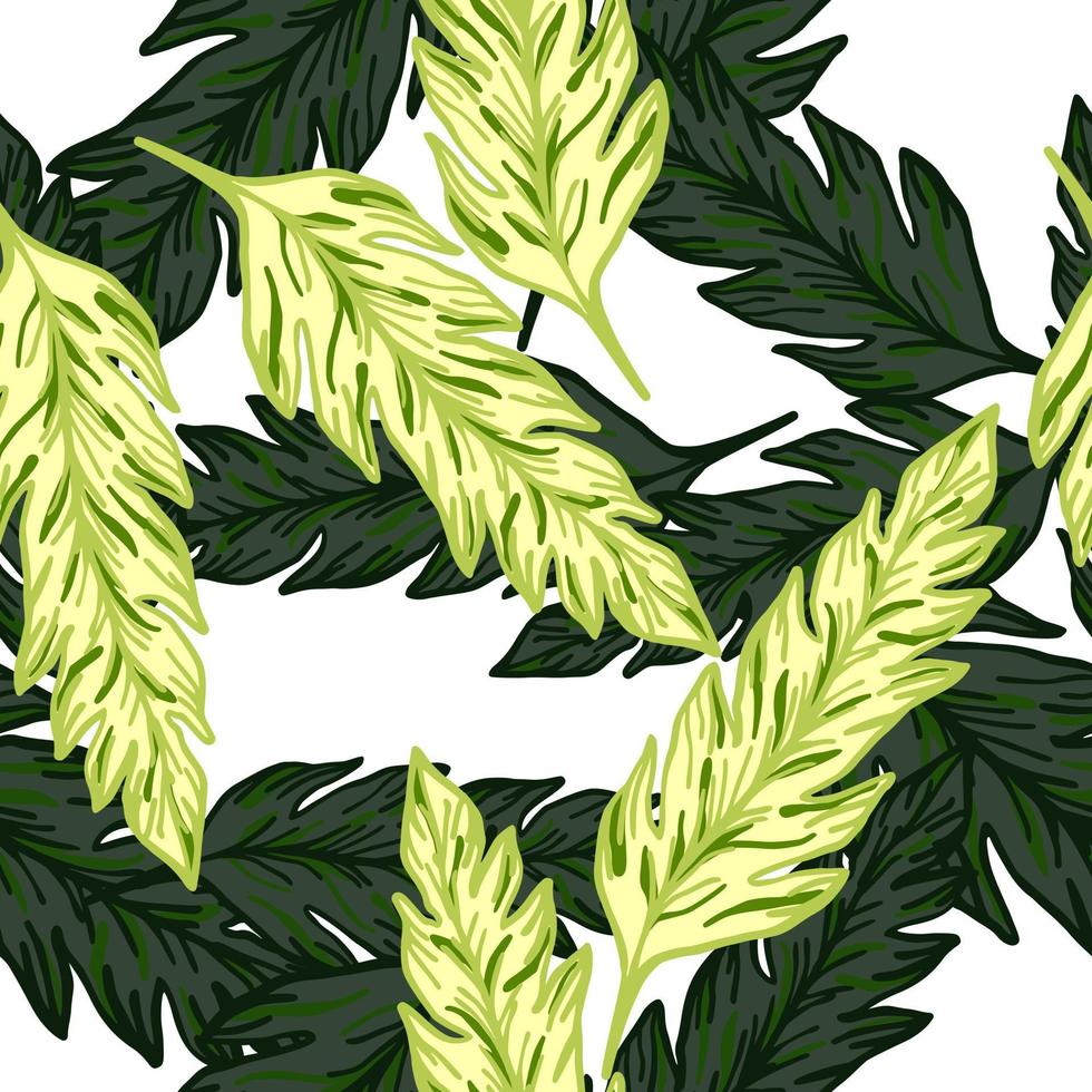 Tropical green leaf seamless pattern. Palm leaves ornament. Foliage backdrop. vector