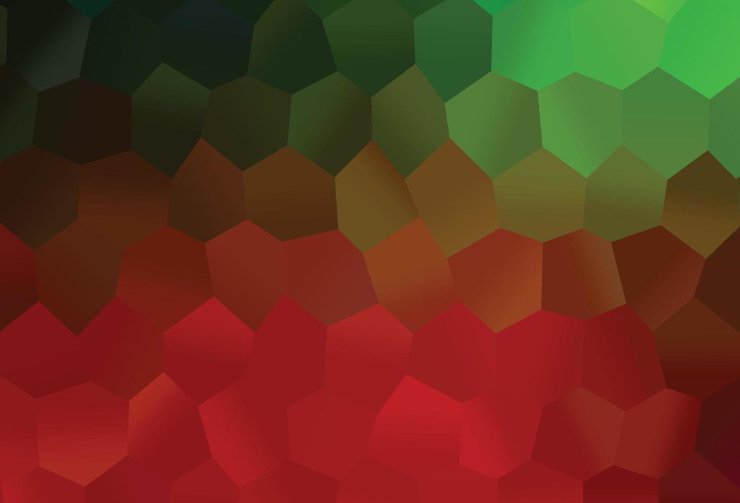 Dark Green, Red vector background with hexagons.
