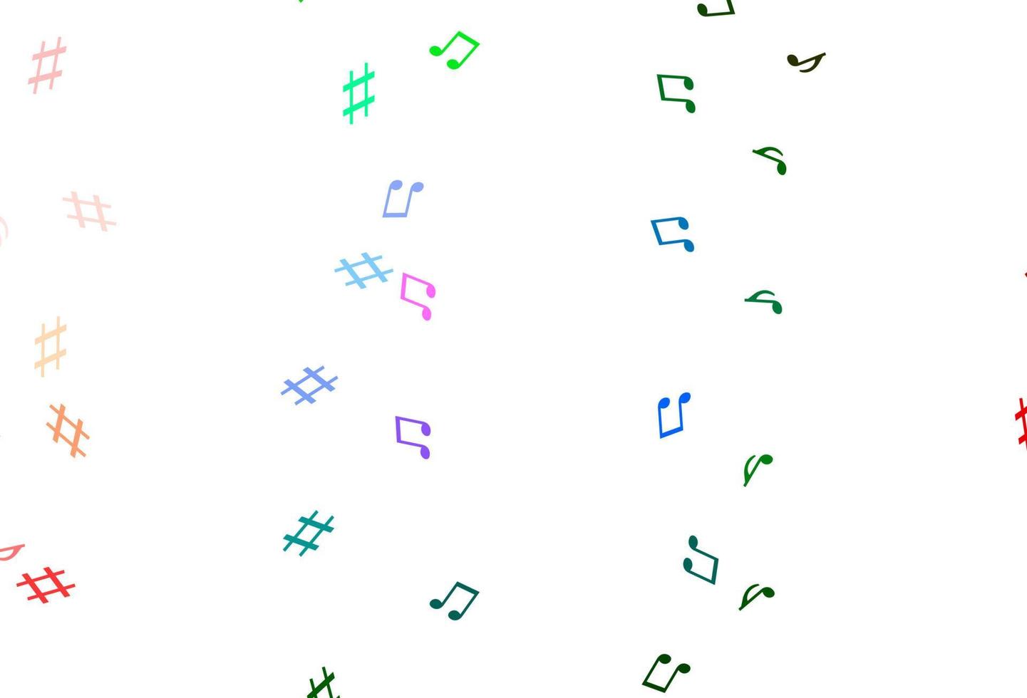 Light Multicolor, Rainbow vector background with music symbols.
