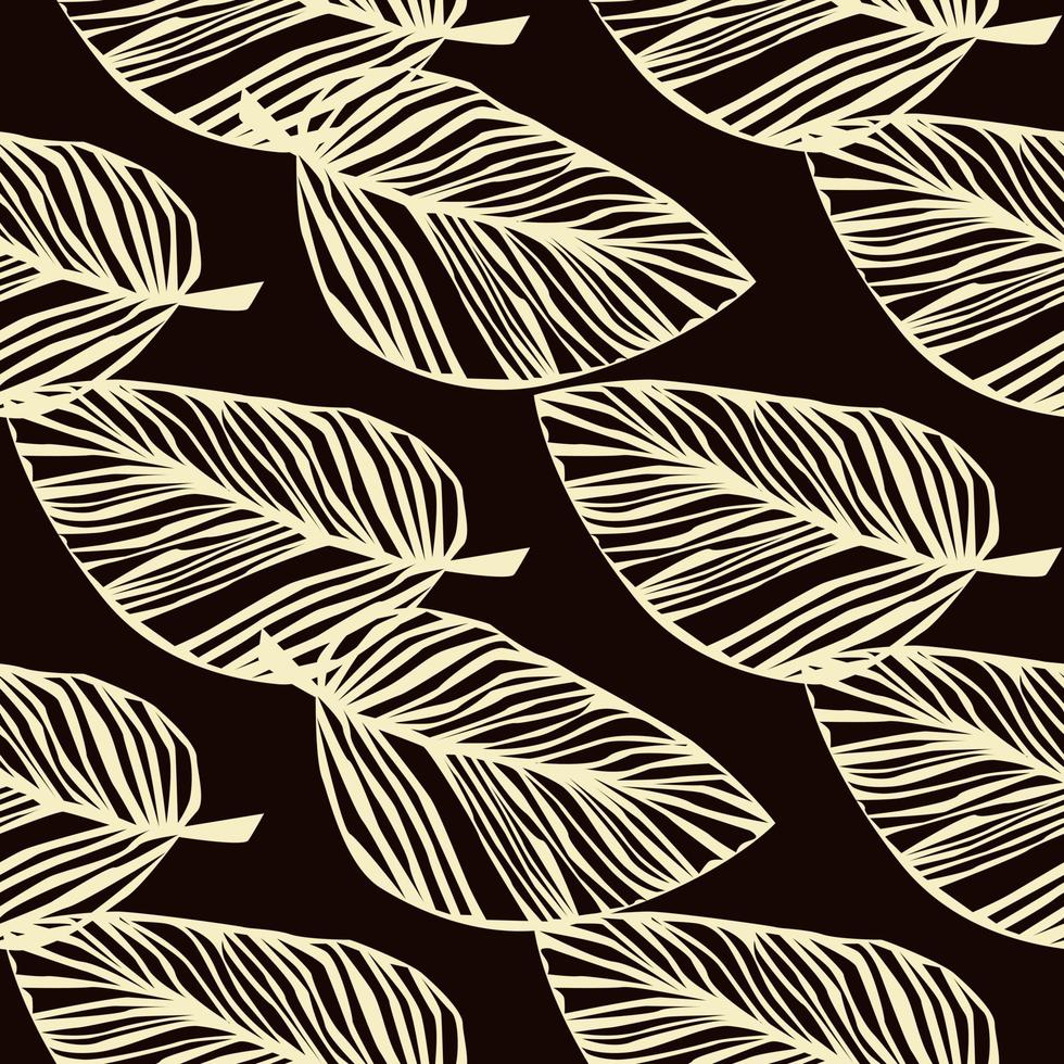 Gold leaf seamless pattern on black background. Tropical pattern, palm leaves seamless vector