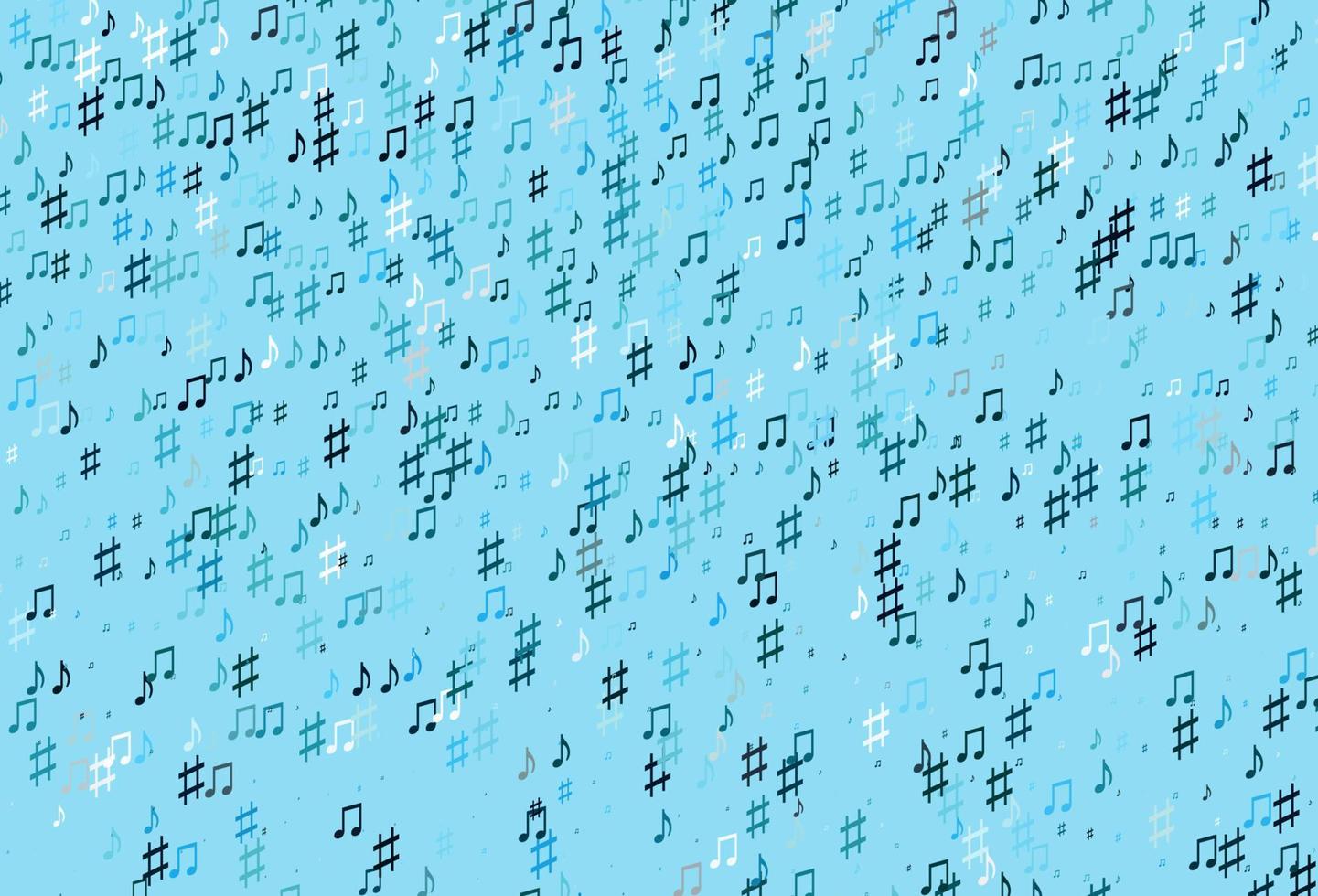 plantilla de vector azul claro con símbolos musicales.