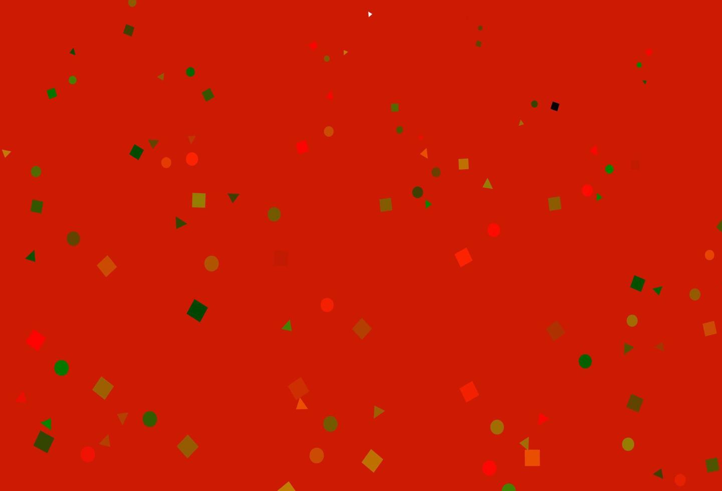Telón de fondo de vector verde claro, rojo con líneas, círculos, rombos.