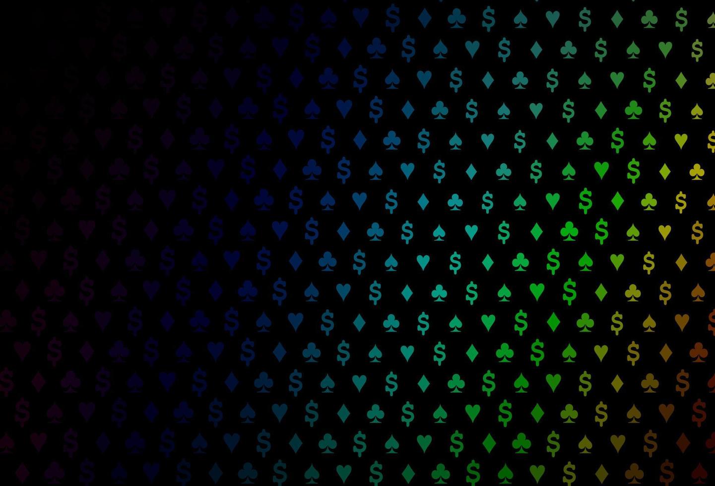 Dark multicolor, rainbow vector cover with symbols of gamble.