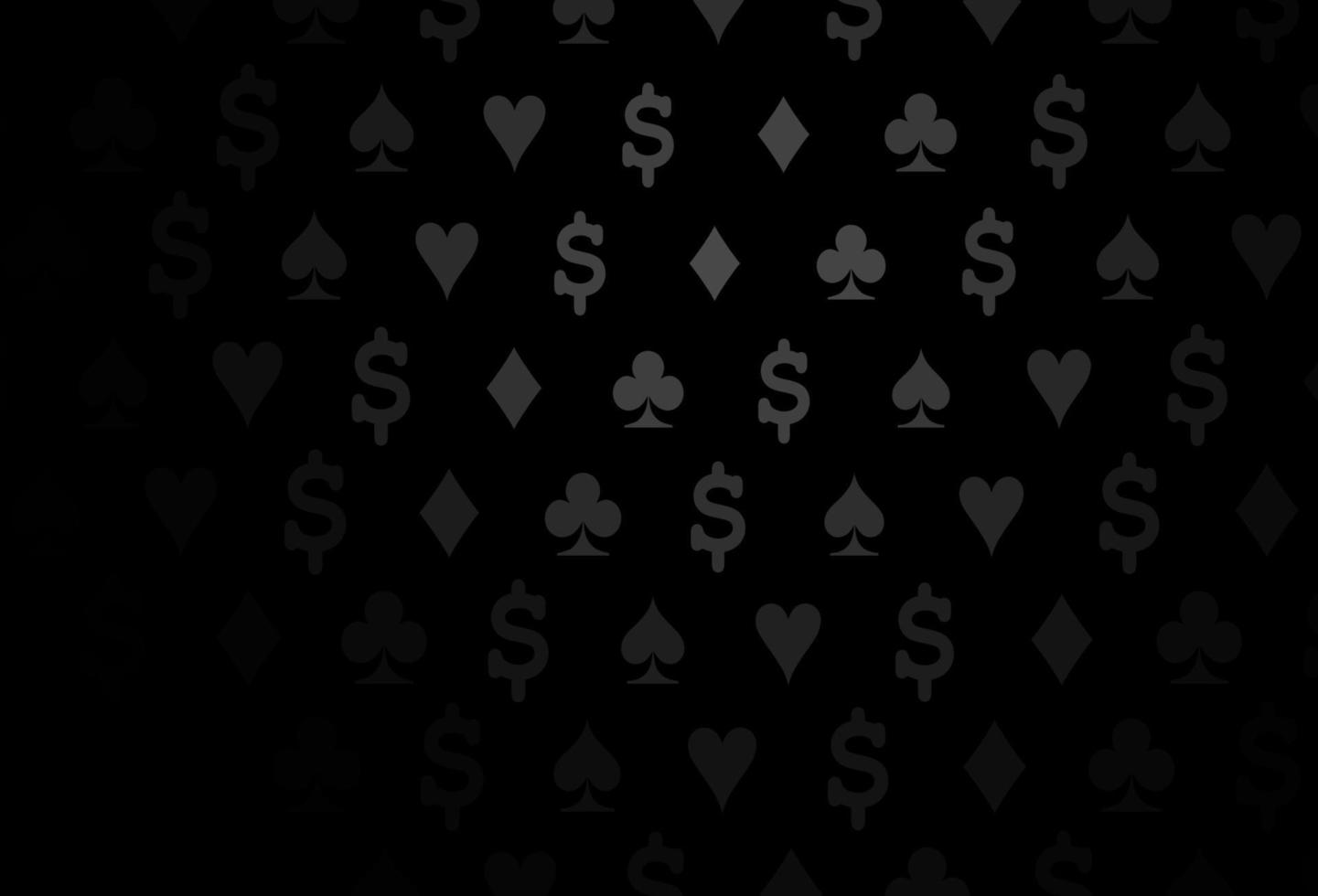 Dark black vector template with poker symbols.