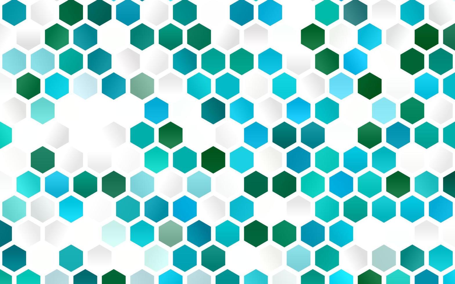 patrón de vector azul claro, verde con hexágonos de colores.