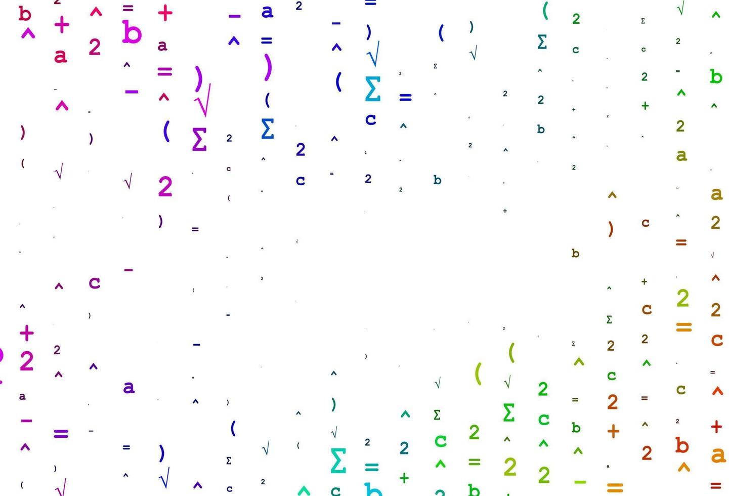 luz multicolor, fondo vectorial del arco iris con símbolos de dígitos. vector