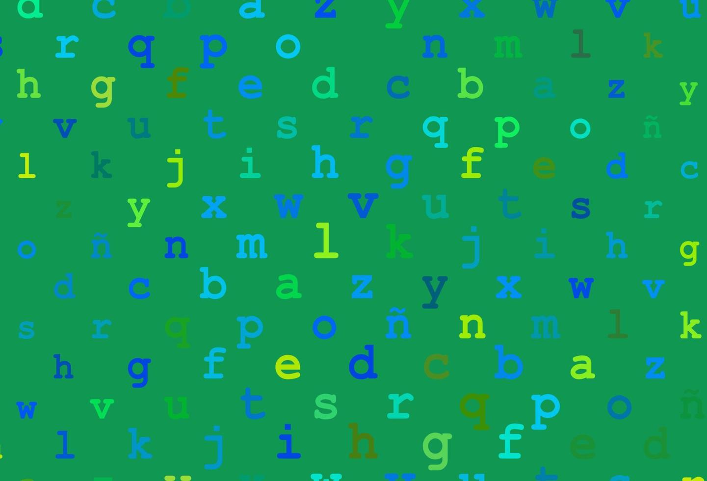 Light blue, yellow vector background with signs of alphabet.