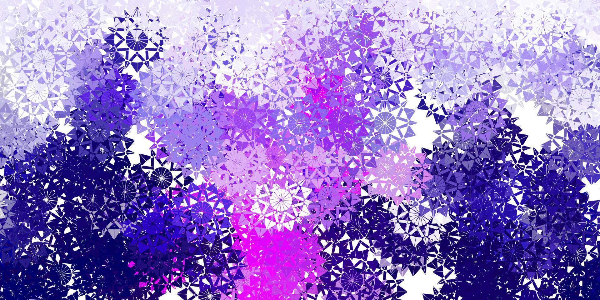 diseño vectorial de color violeta claro, rosa con hermosos copos de nieve. vector