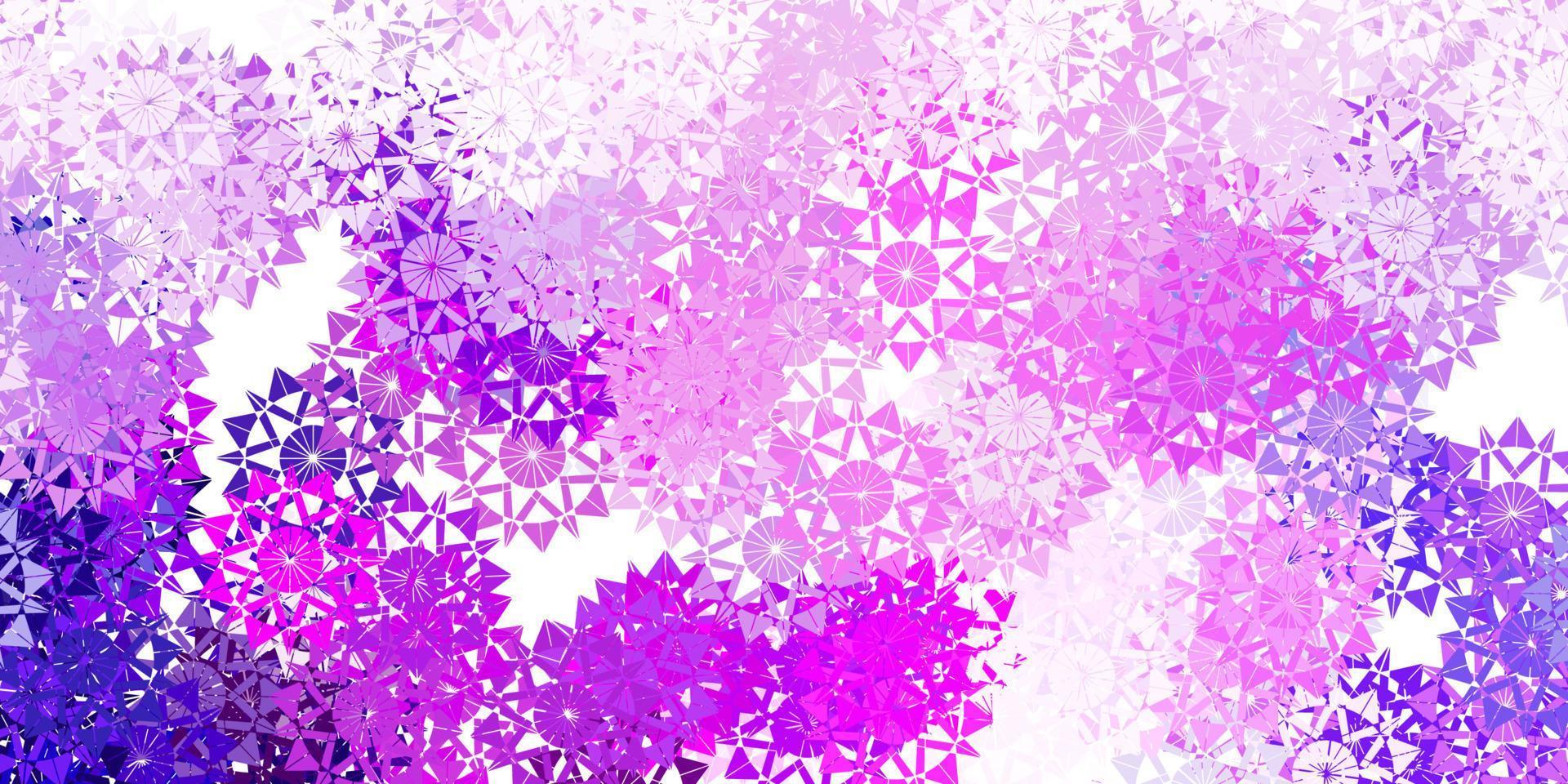 Light purple, pink vector pattern with colored snowflakes.