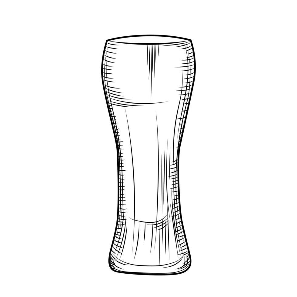 Hand drawn beer glass. Engraving style. illustration isolated vector