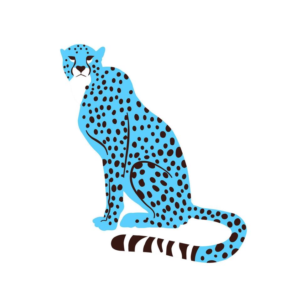 Spotted Blue Cheetah Wild Cat Portrait Art vector