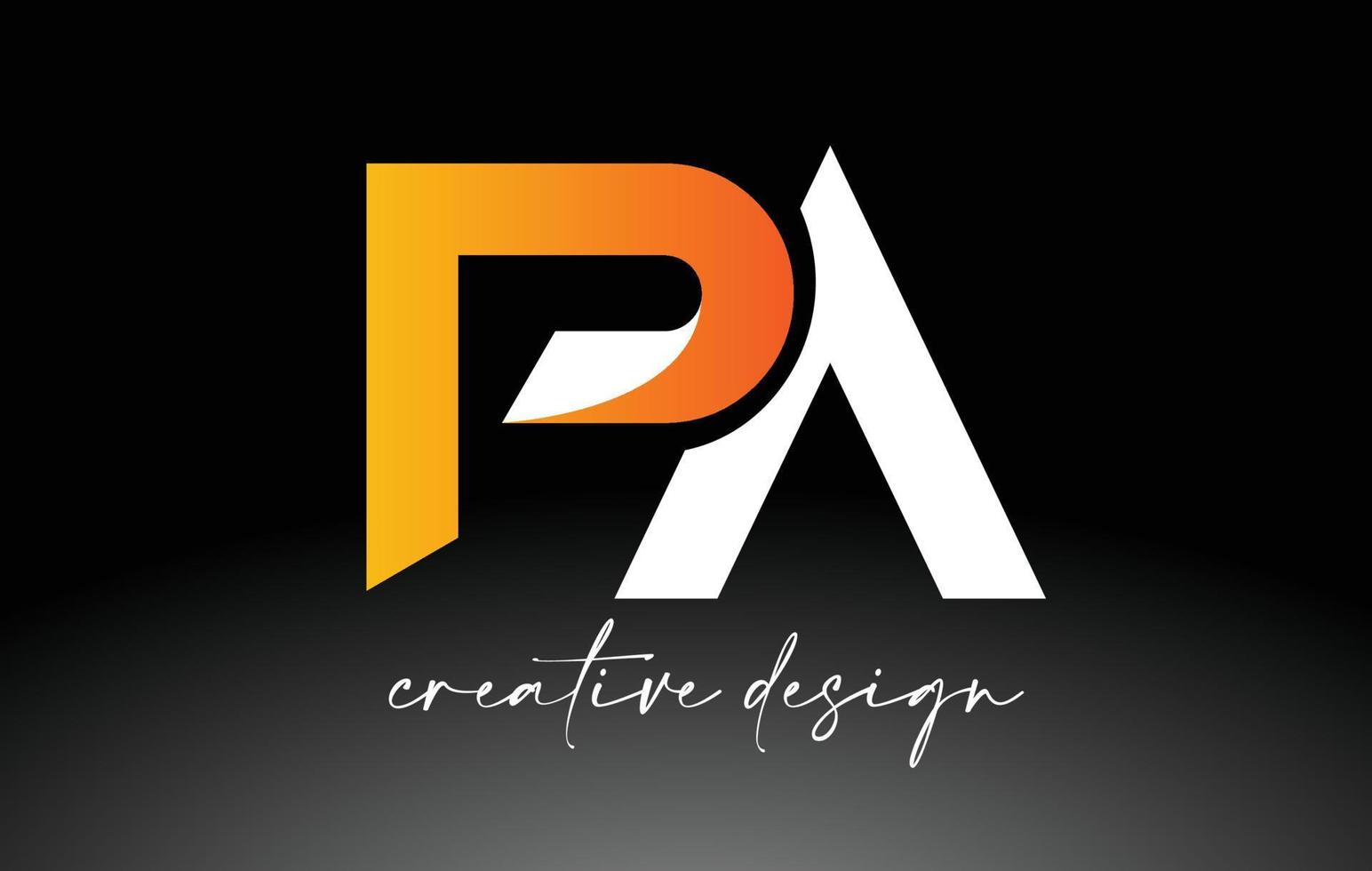 PA Letter Logo with White Golden Colors and Minimalist Design Icon Vector