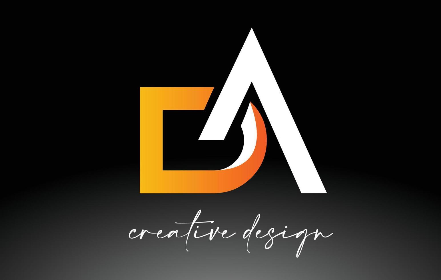 DA Letter Logo with White Golden Colors and Minimalist Design Icon Vector