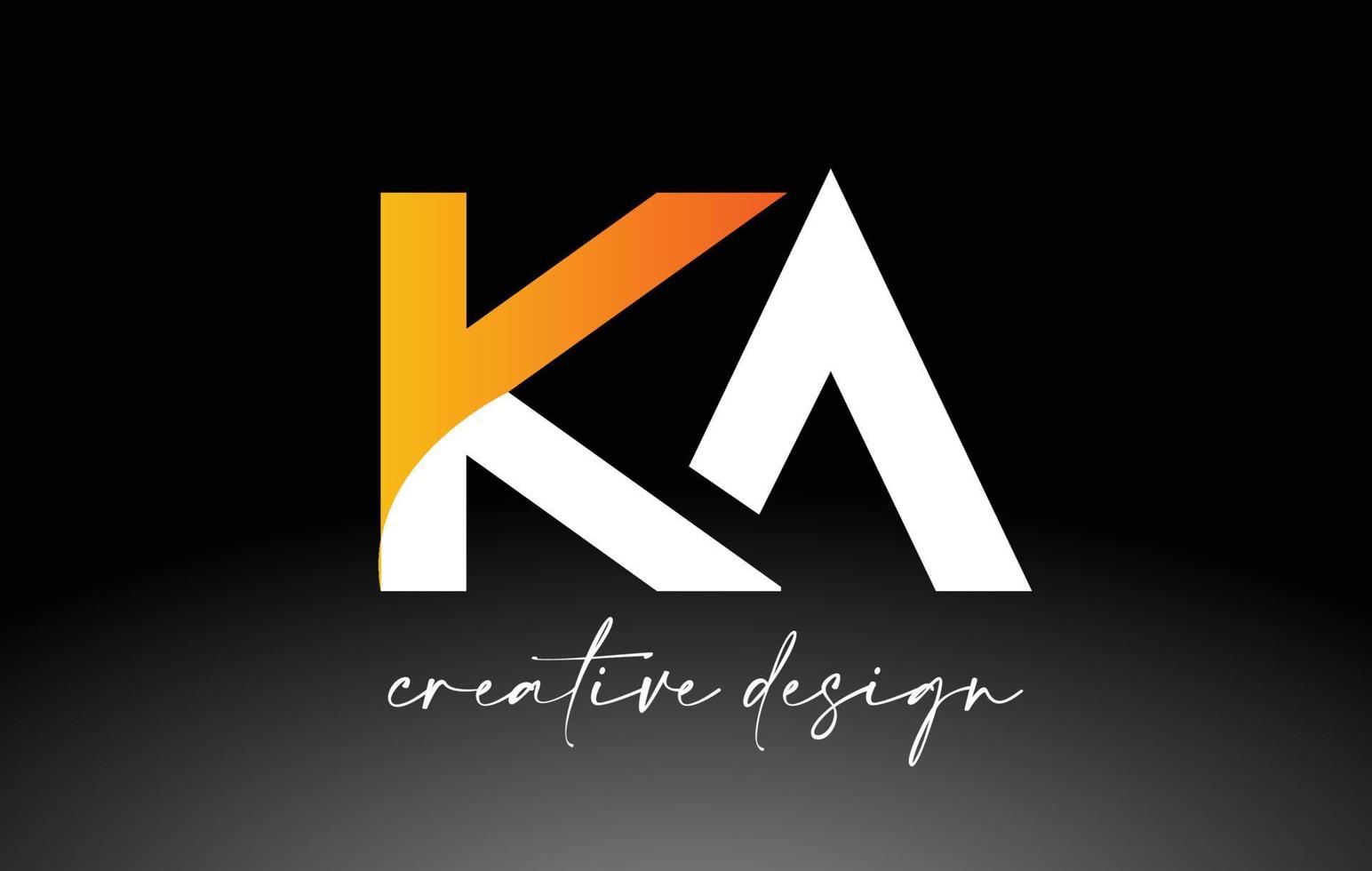 KA Letter Logo with White Golden Colors and Minimalist Design Icon Vector