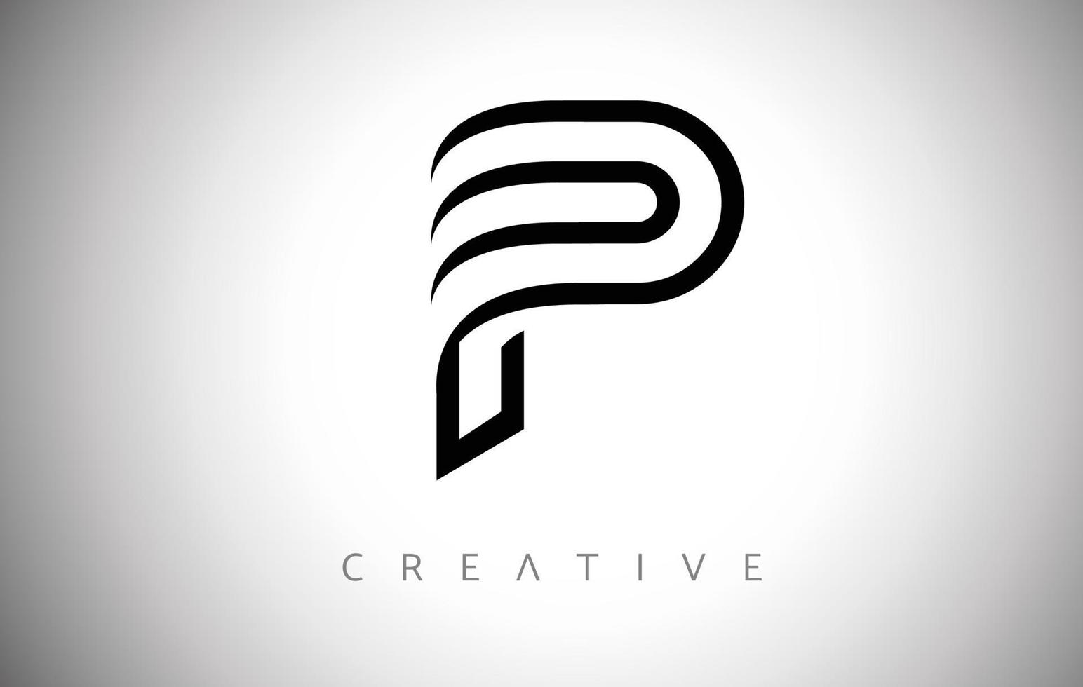 Lines P Letter Logo Monogram Icon with Creative Modern Trendy Look Vector