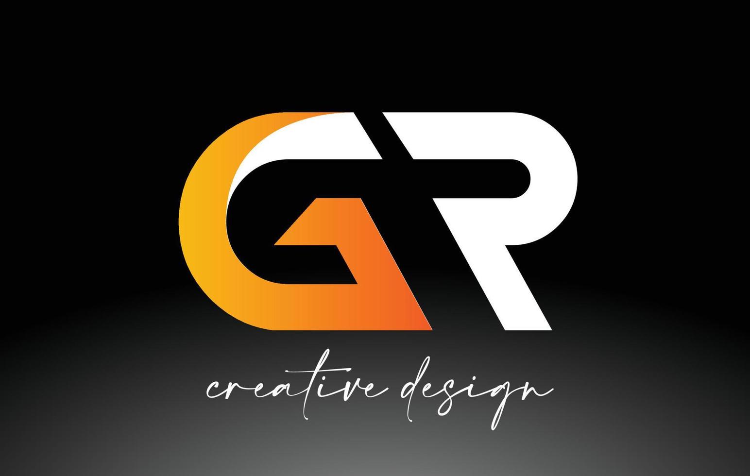 GR Letter Logo with White Golden Colors and Minimalist Design Icon Vector