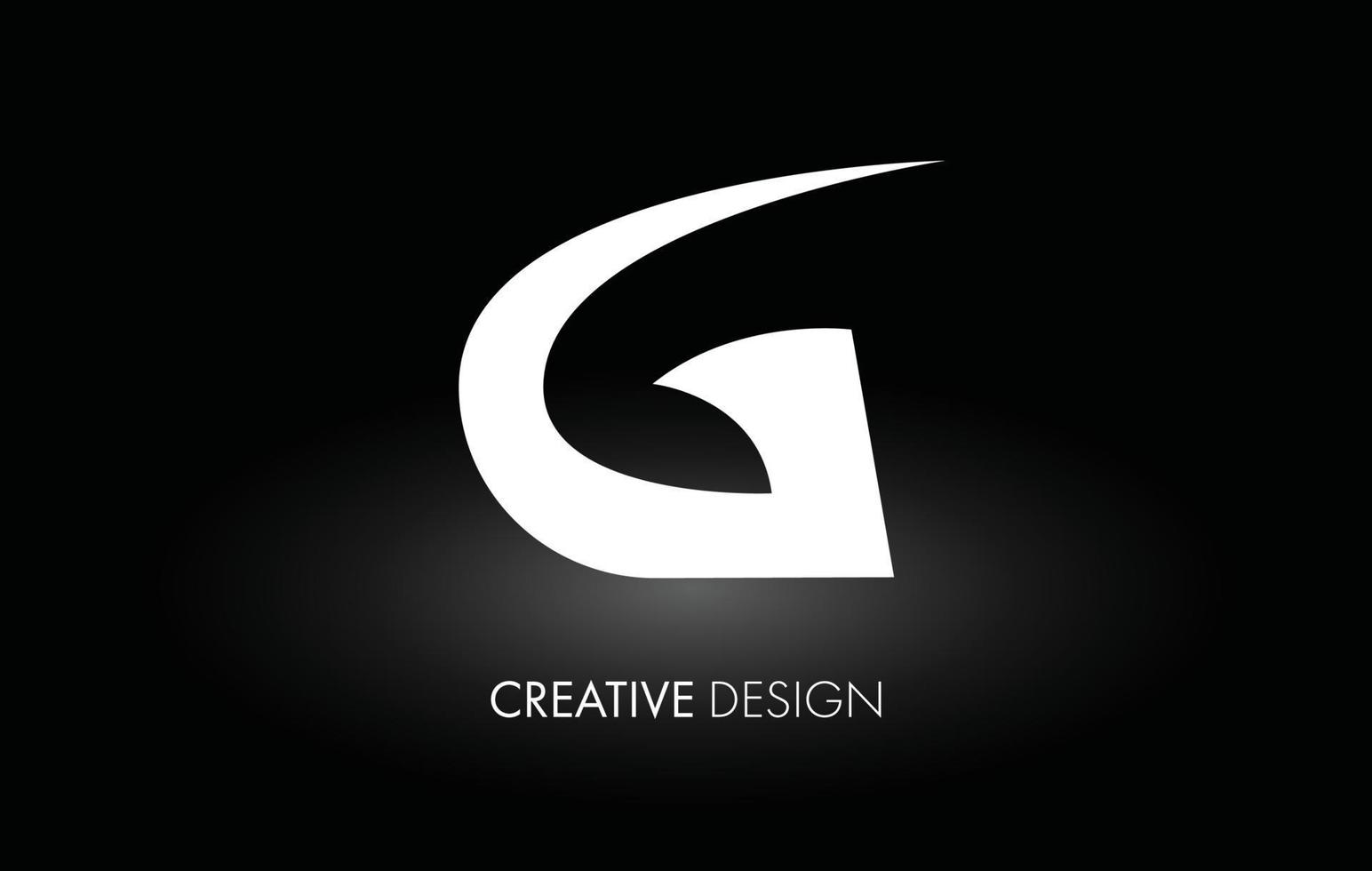 White Letter G logo on Black Background. Creative G Icon Shape with Modern Look Vector