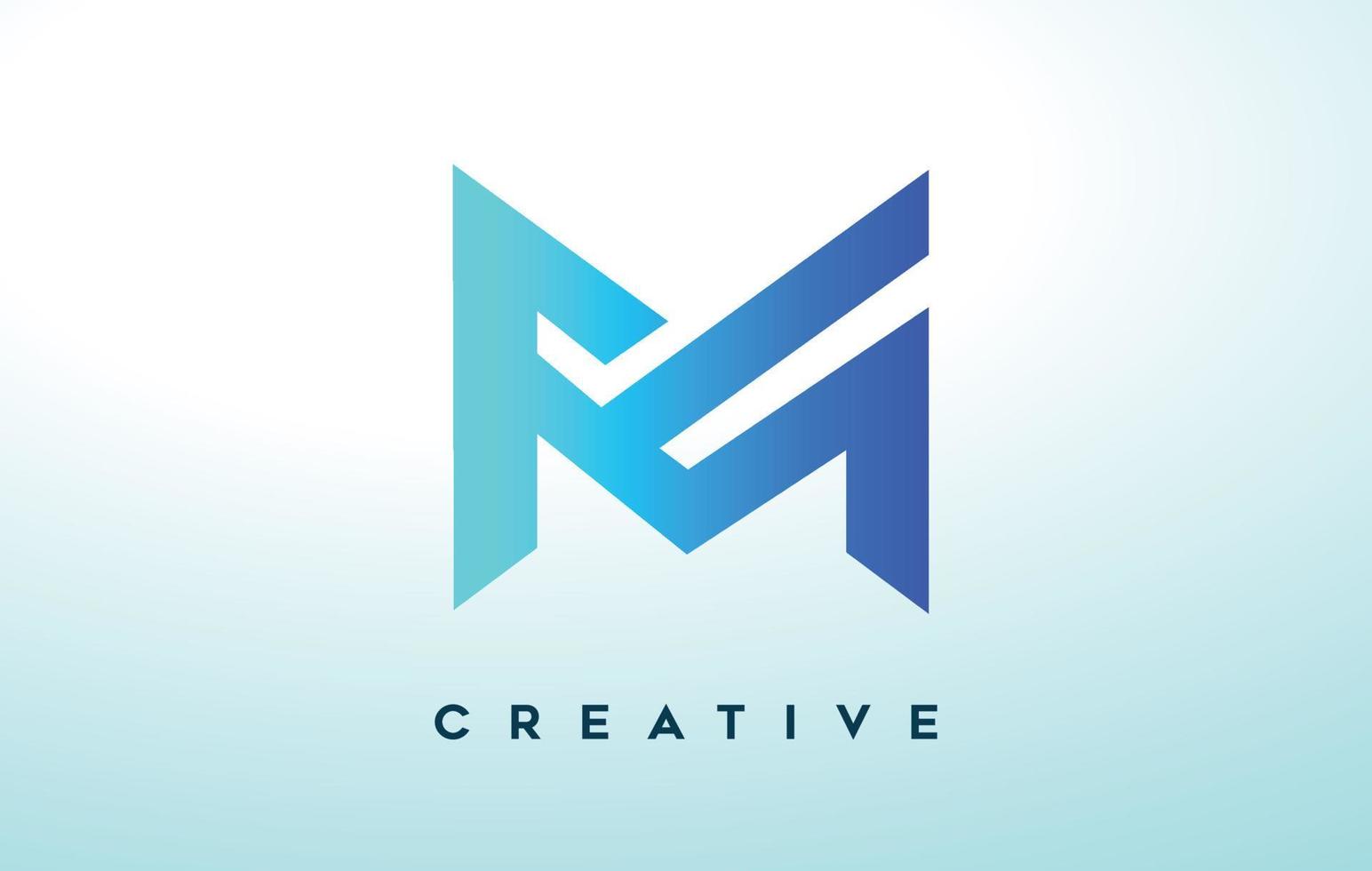 Blue M Letter Logo Design with Stylized Look and Modern Design for Business Company Logo vector