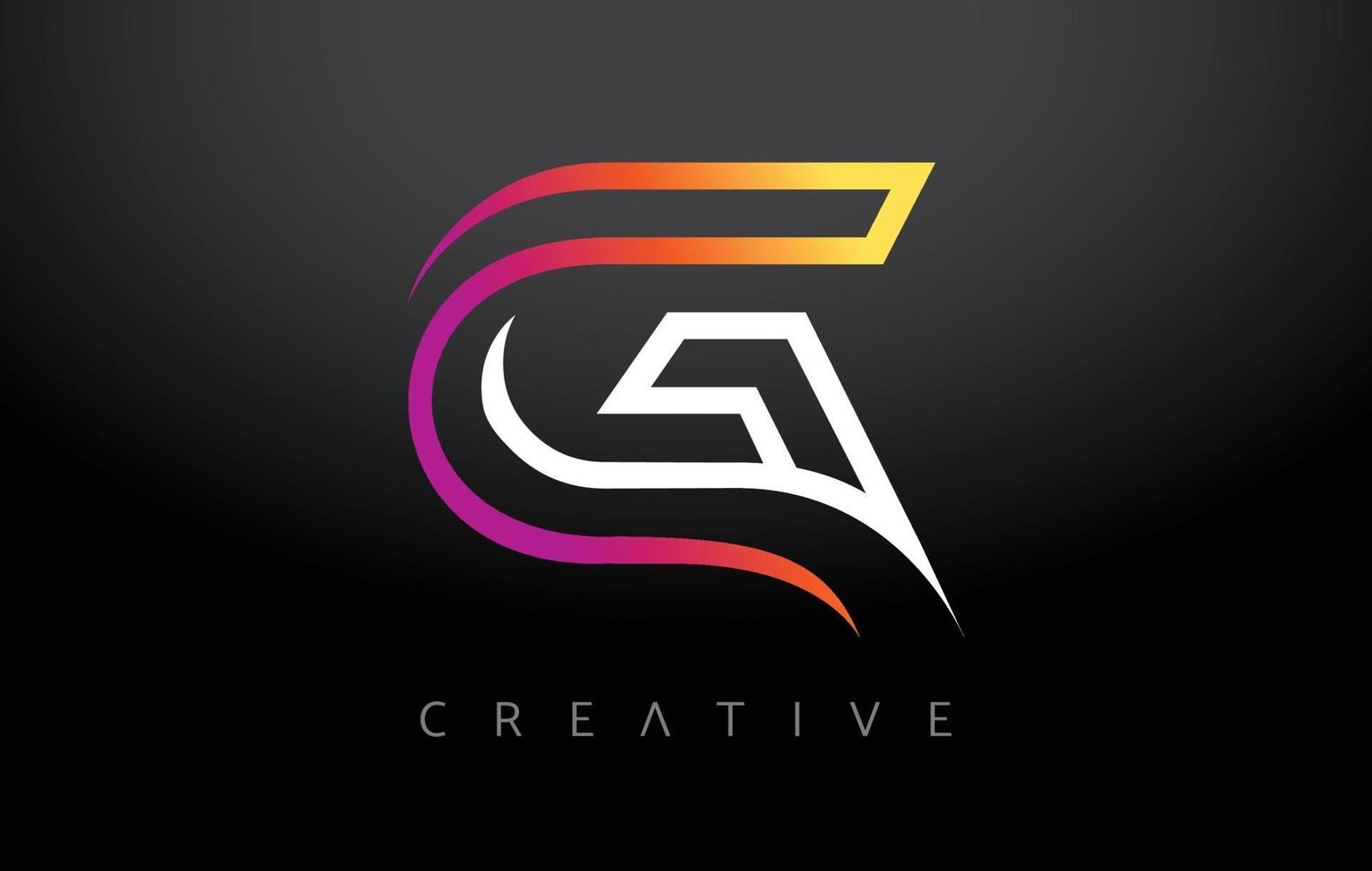 Orange Purple G Letter Logo Design with Modern Monogram Lines Look Vector