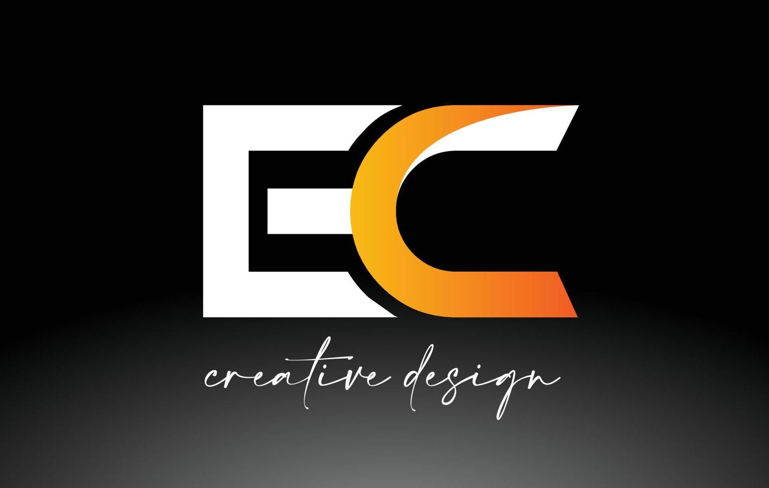 logotipo de letra ec con colores dorados blancos y vector de icono de diseño minimalista