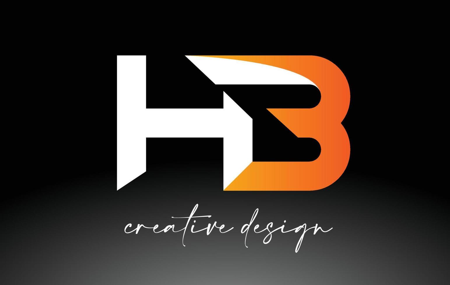 logotipo de letra hb con colores dorados blancos y vector de icono de diseño minimalista