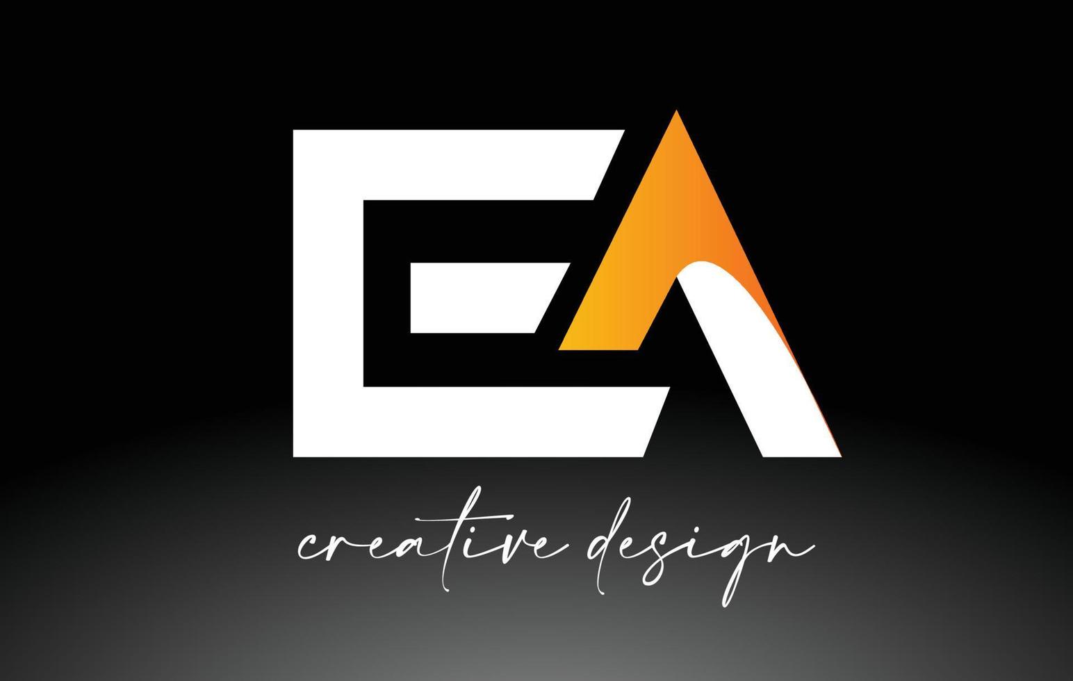 logotipo de letra ea con colores dorados blancos y vector de icono de diseño minimalista