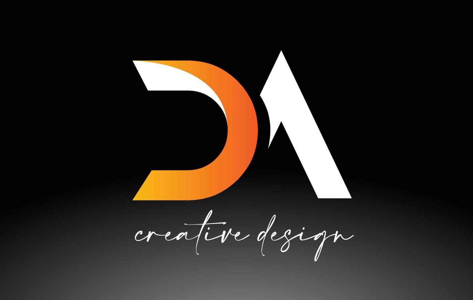 logotipo de la letra da con colores dorados blancos y vector de icono de diseño minimalista