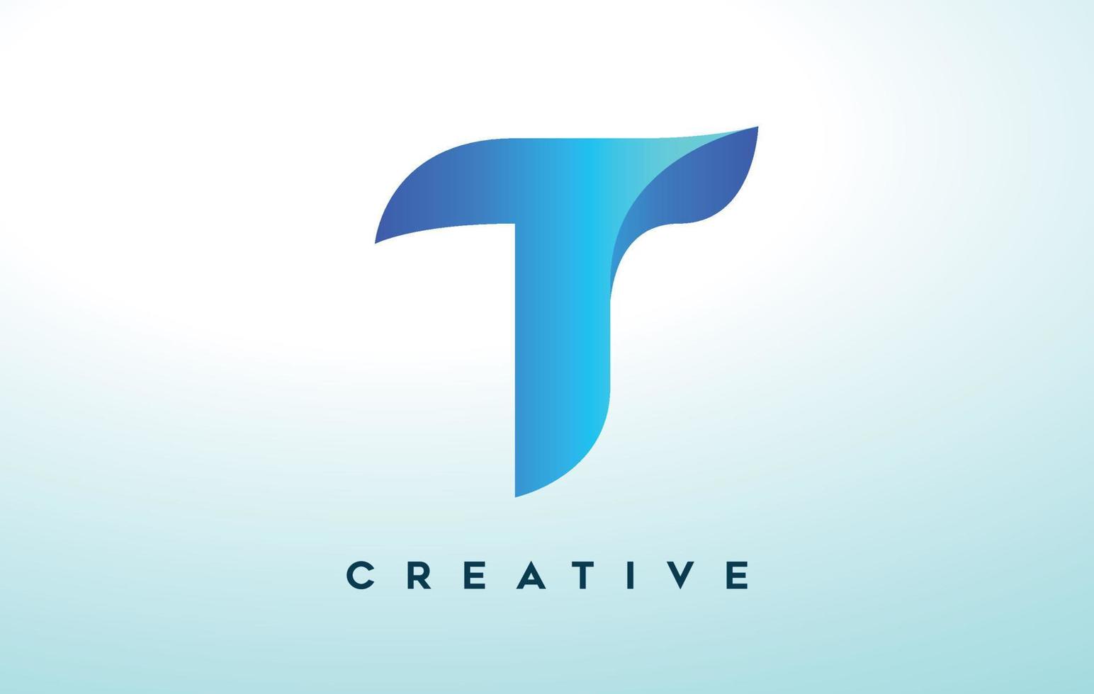 diseño de logotipo de letra t azul con aspecto estilizado y diseño moderno para el logotipo de la empresa comercial vector