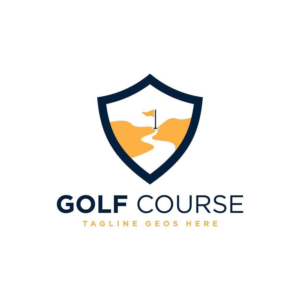 golf course shield illustration logo design vector