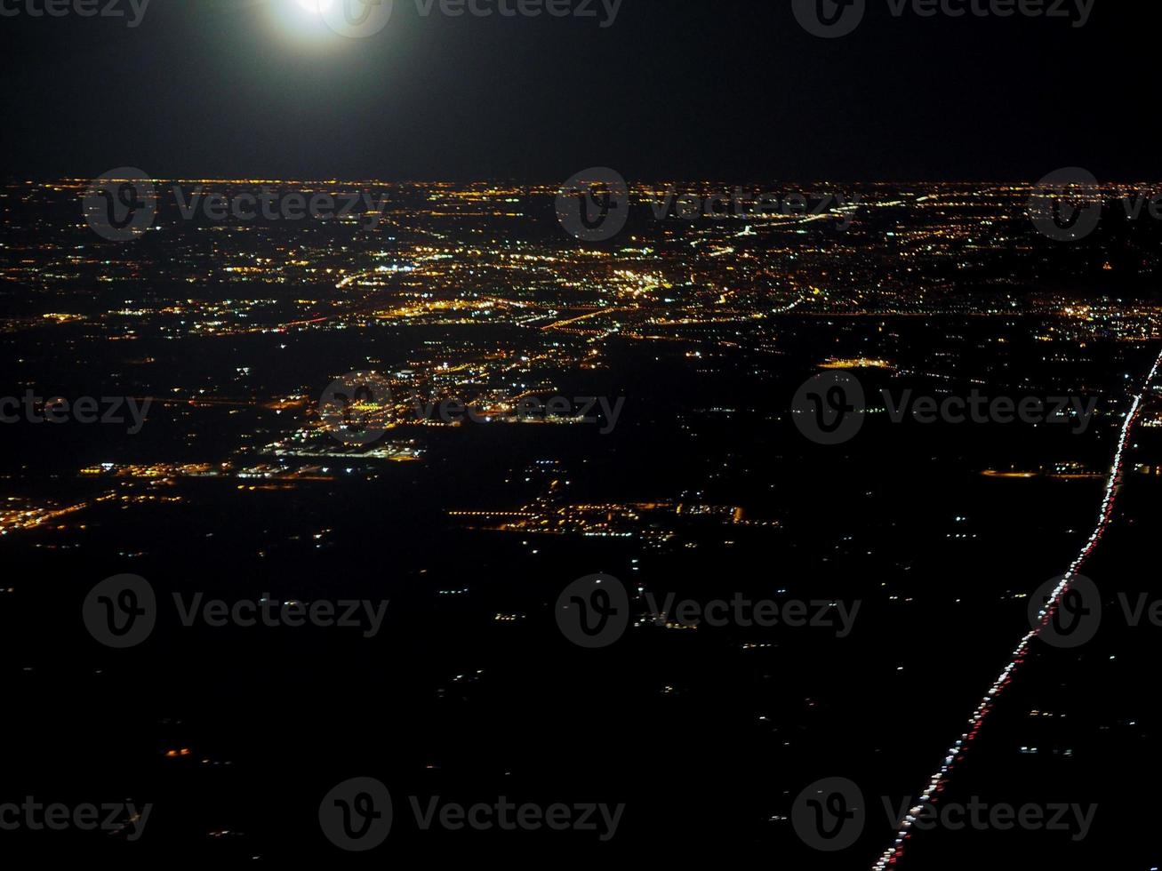 aerial view of town at night photo